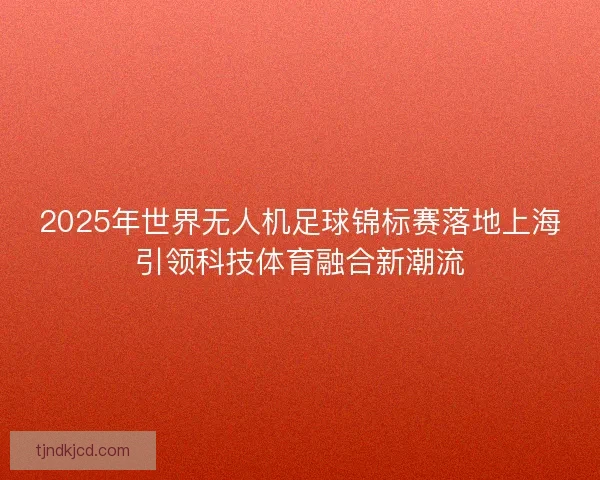 2025年世界无人机足球锦标赛落地上海引领科技体育融合新潮流
