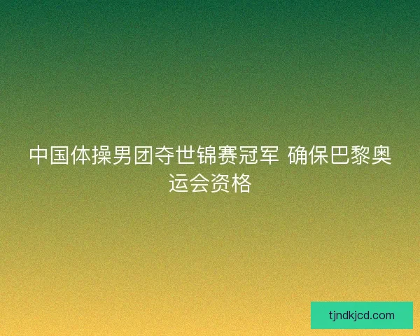 中国体操男团夺世锦赛冠军 确保巴黎奥运会资格
